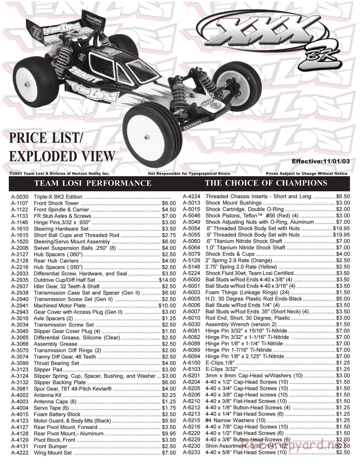 Team Losi - XXX BK2 - Kinwald Edition - Manual - Page 1