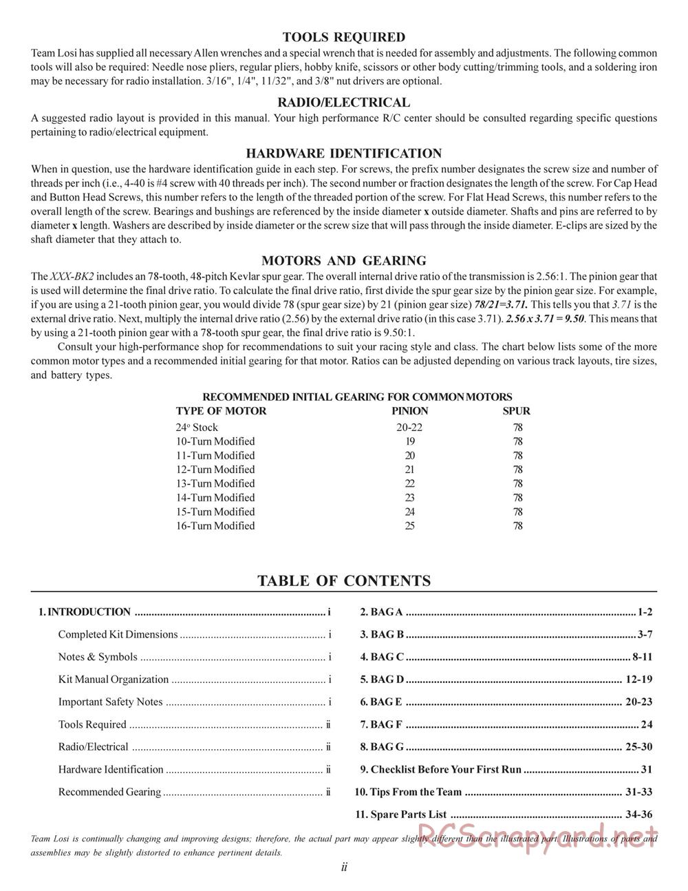 Team Losi - XXX BK2 - Kinwald Edition - Manual - Page 4