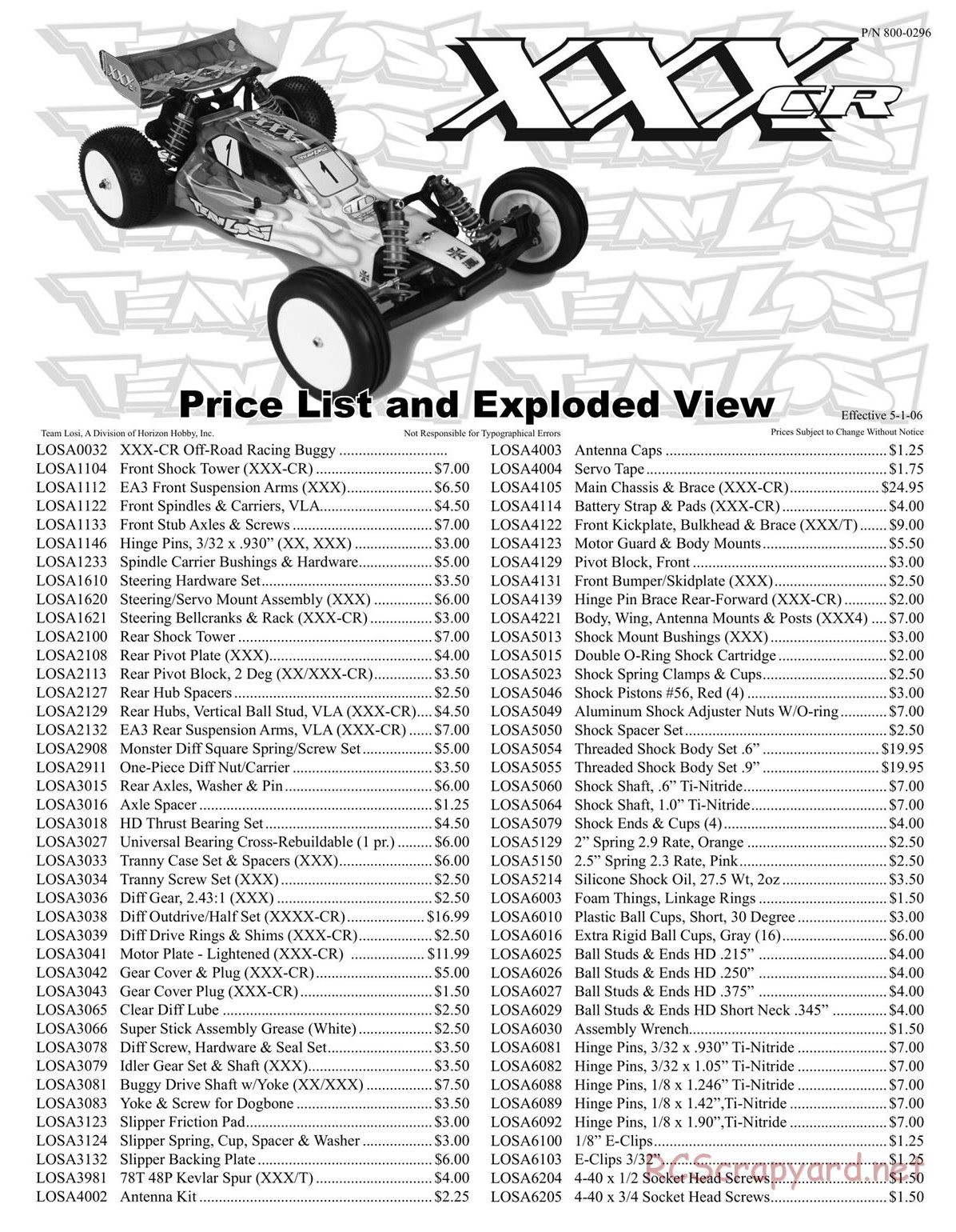 Team Losi - XXX-CR - Manual - Page 1