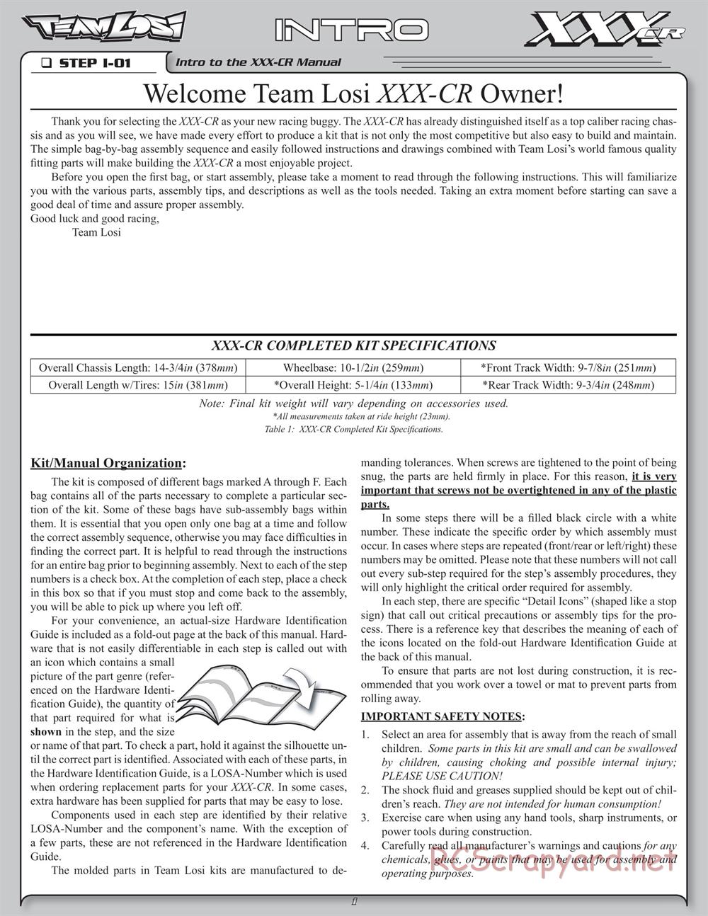 Team Losi - XXX-CR - Manual - Page 3