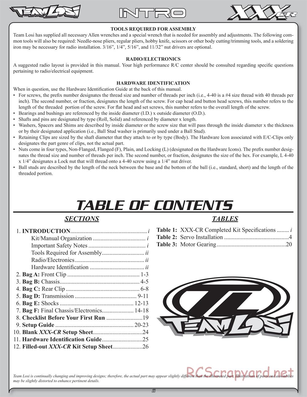 Team Losi - XXX-CR - Manual - Page 5