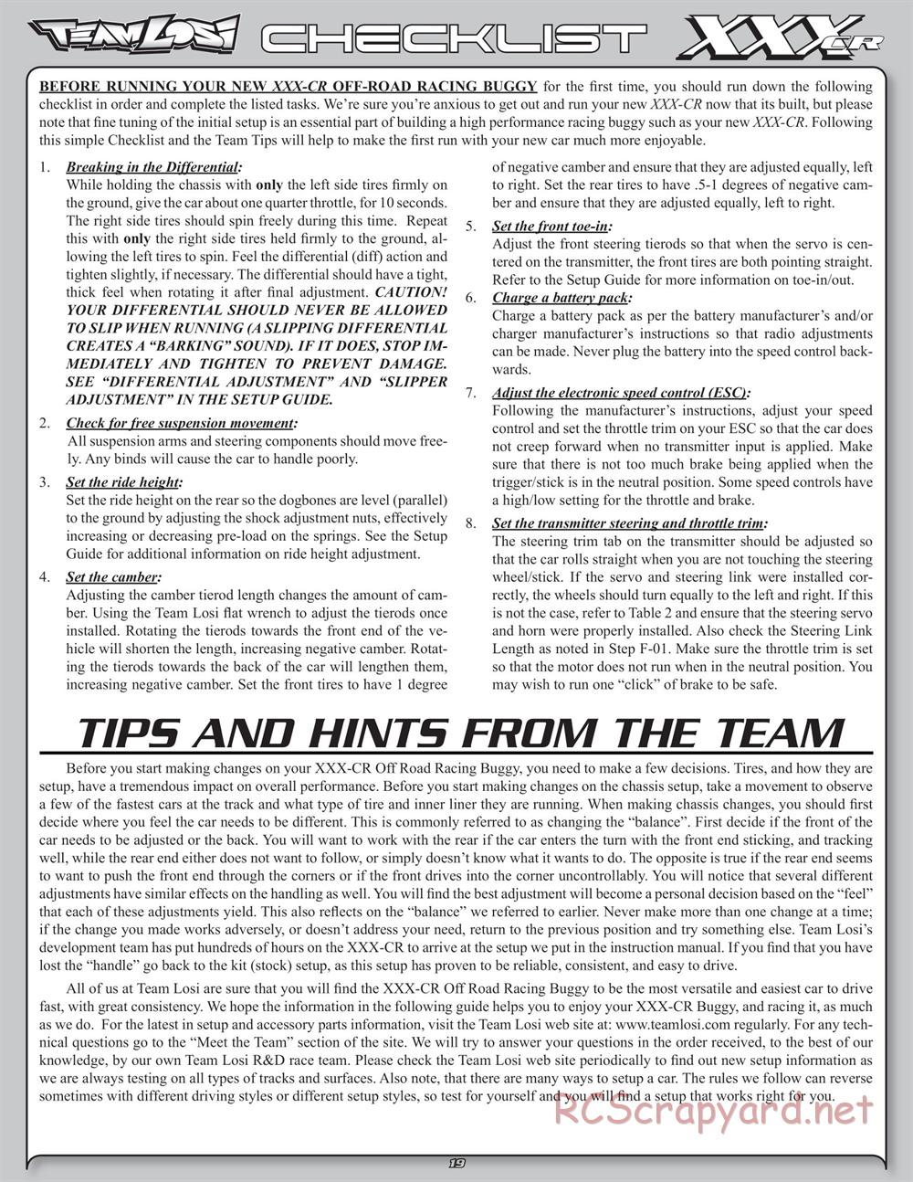 Team Losi - XXX-CR - Manual - Page 24