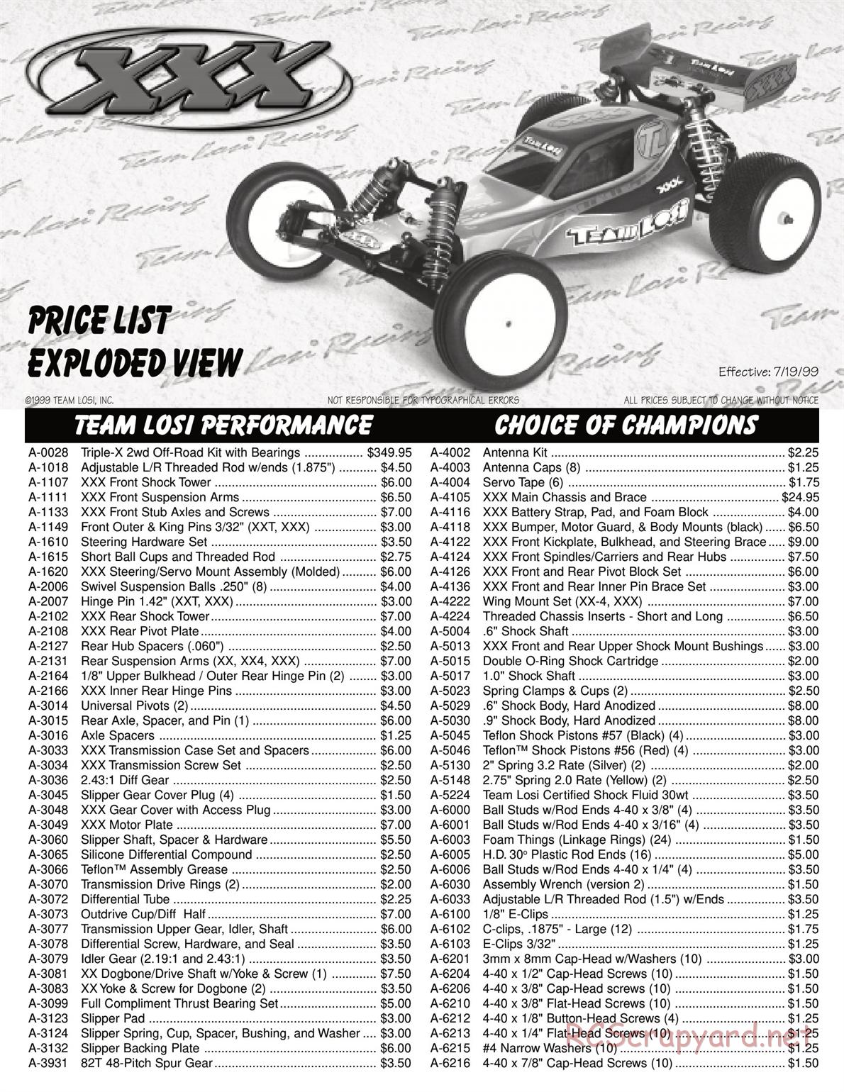Team Losi - XXX - Manual - Page 1