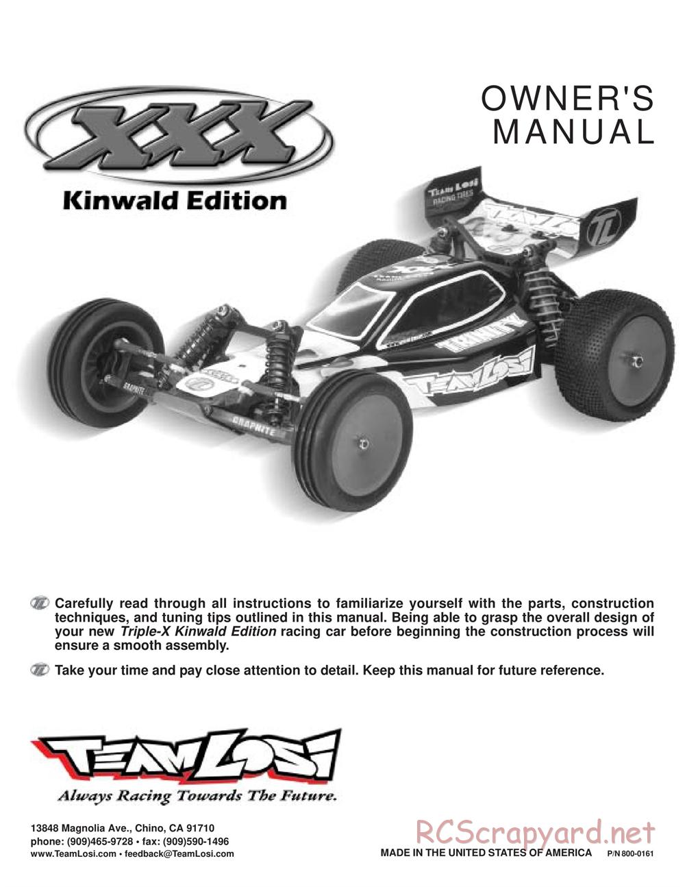 Team Losi - XXX BK (BK1) - Kinwald Edition - Manual - Page 1