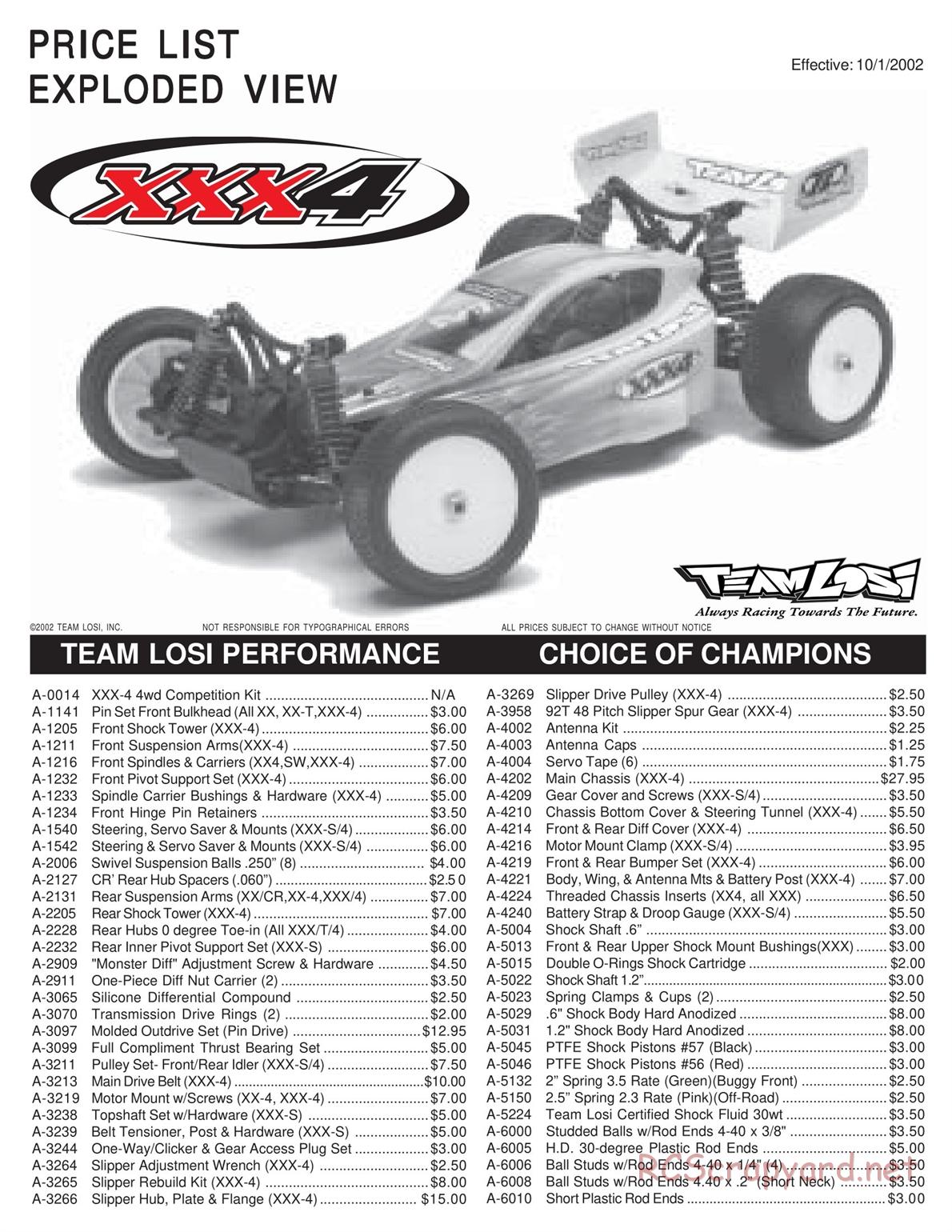 Team Losi - XXX4 - Manual - Page 1