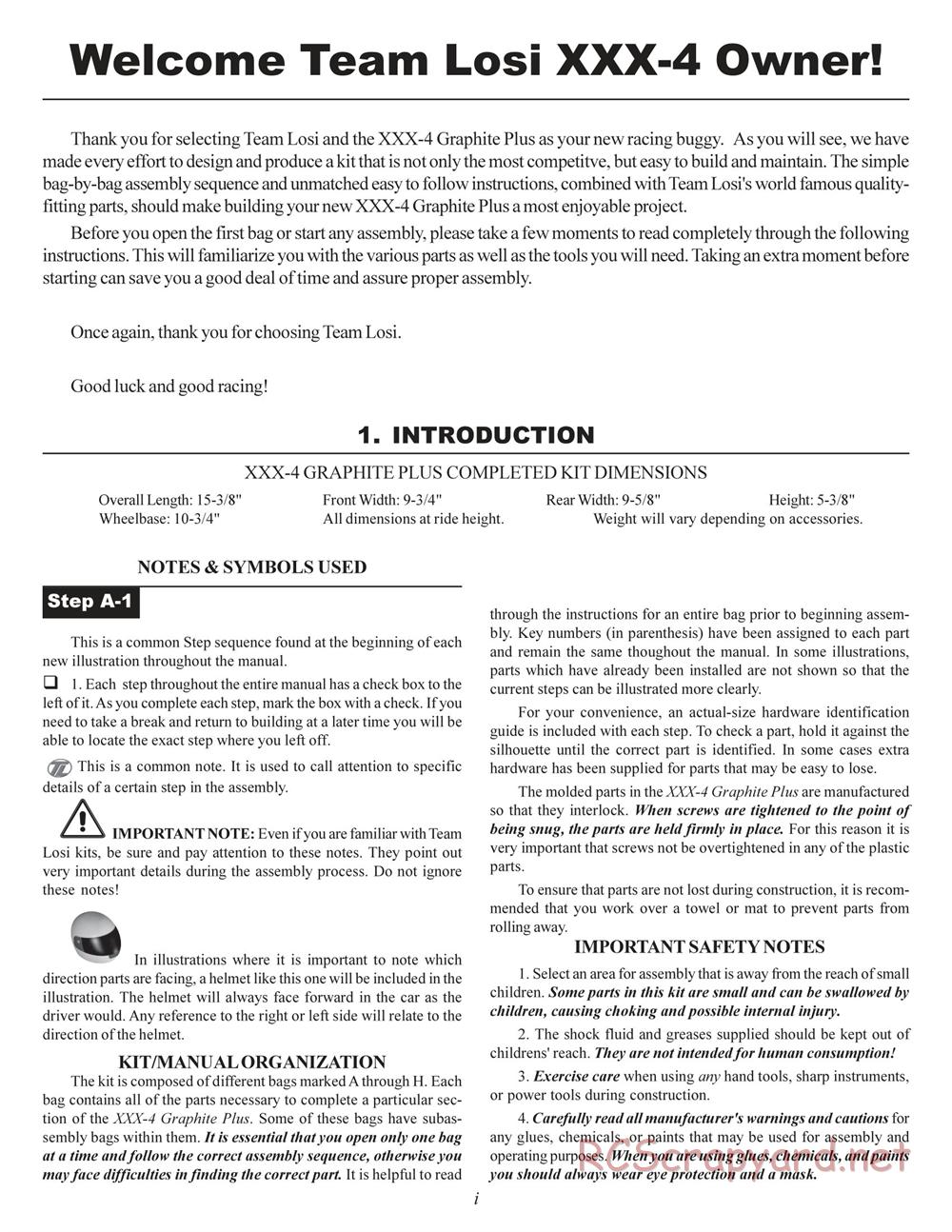 Team Losi - XXX4 G+ (Graphite Plus) - Manual - Page 2