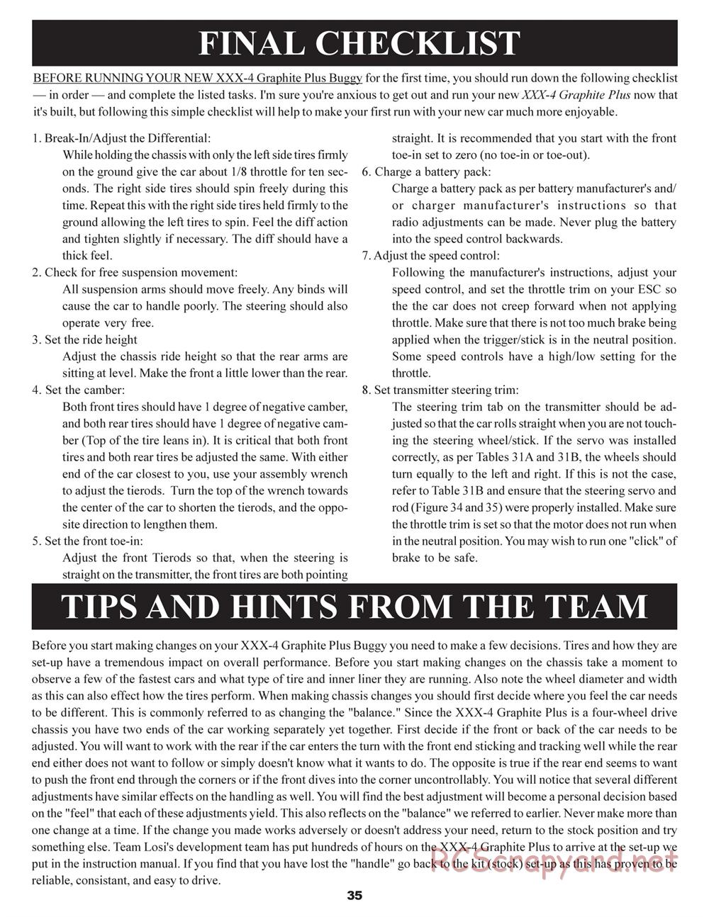 Team Losi - XXX4 G+ (Graphite Plus) - Manual - Page 38