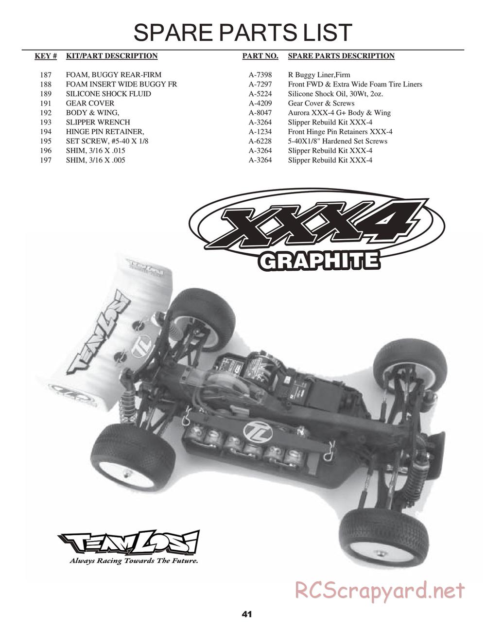 Team Losi - XXX4 G+ (Graphite Plus) - Manual - Page 44