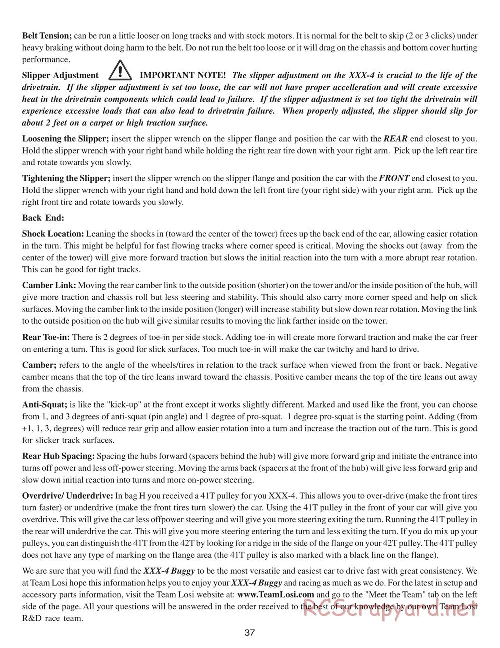 Team Losi - XXX4 - Manual - Page 40