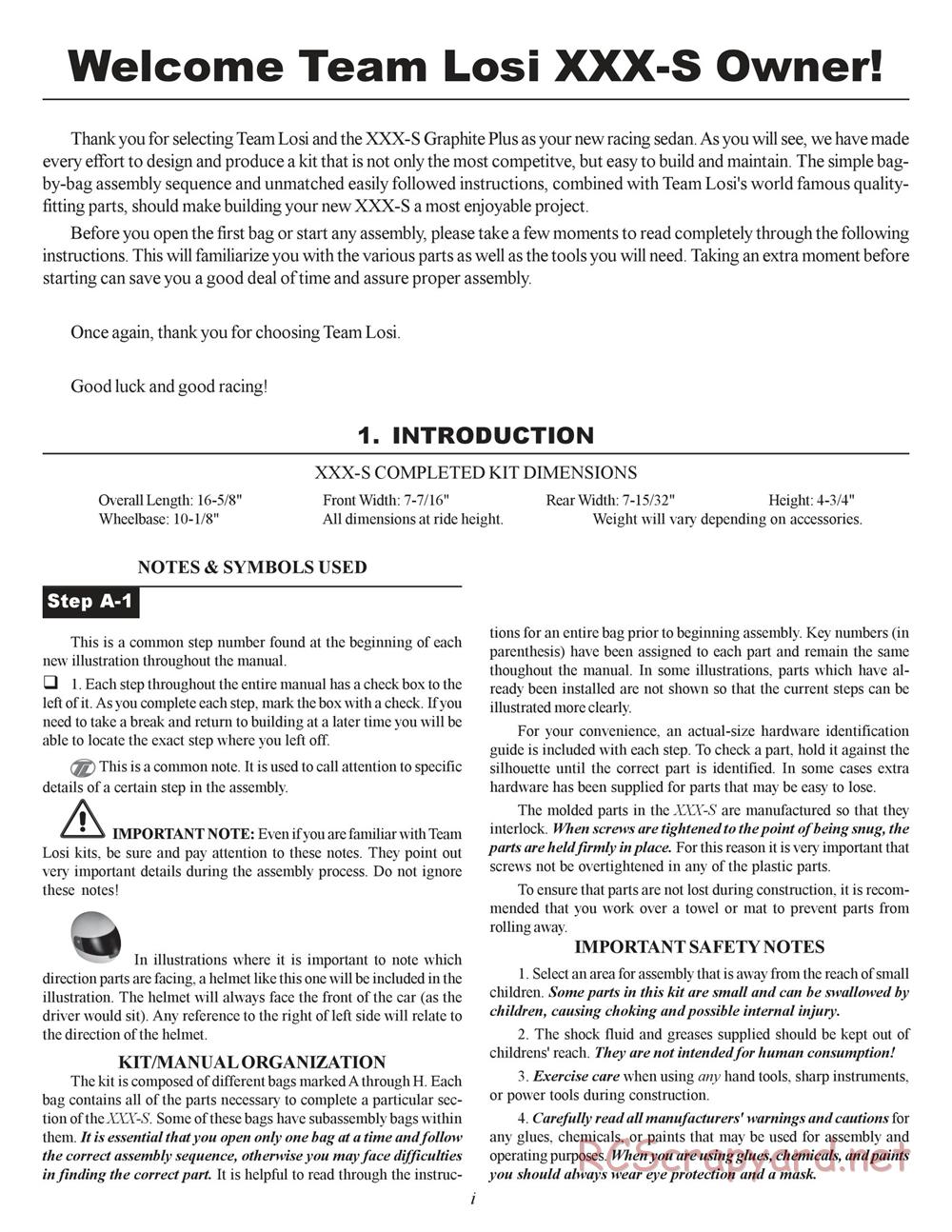 Team Losi - XXX-S Graphite Plus - Manual - Page 2