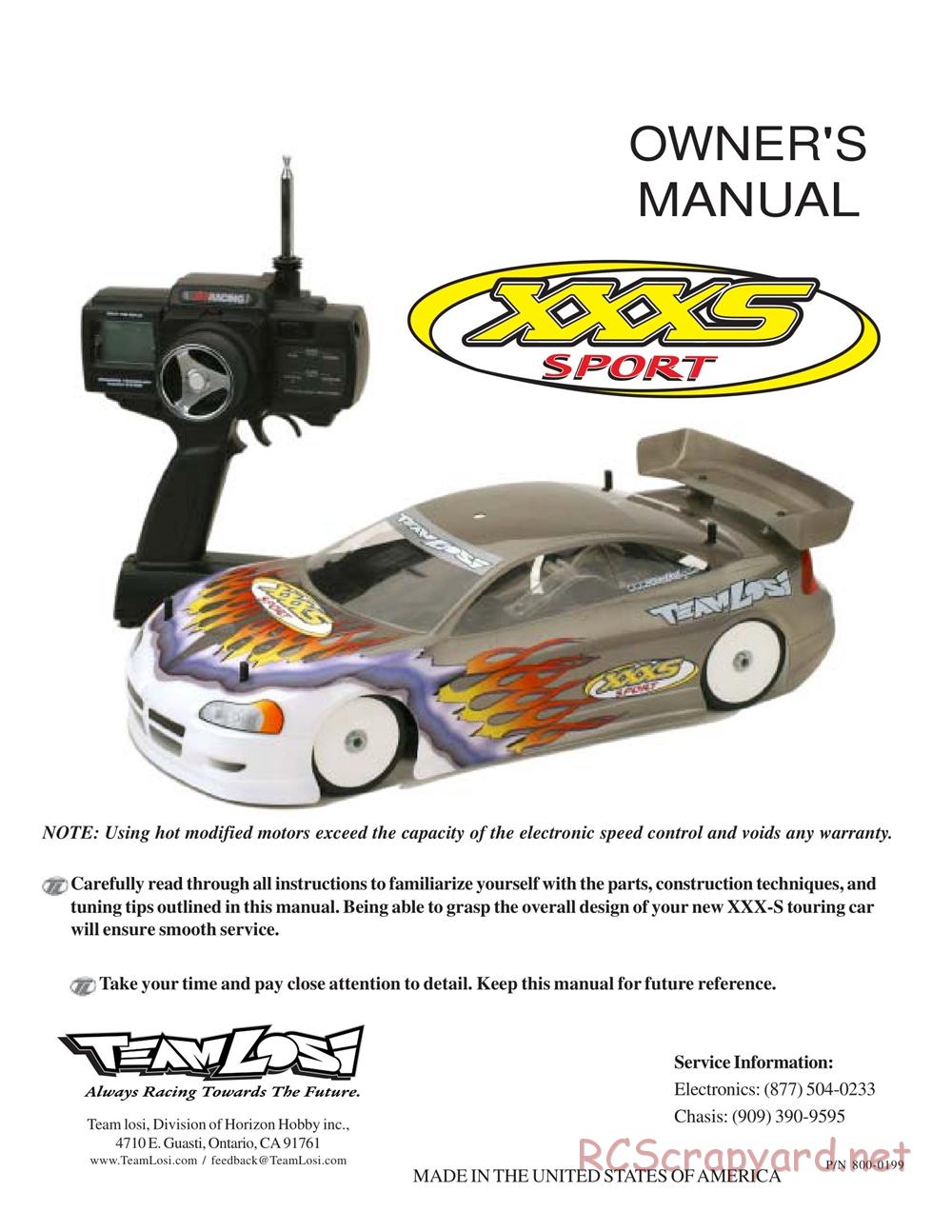 Team Losi - XXX-S Sport - Manual - Page 1