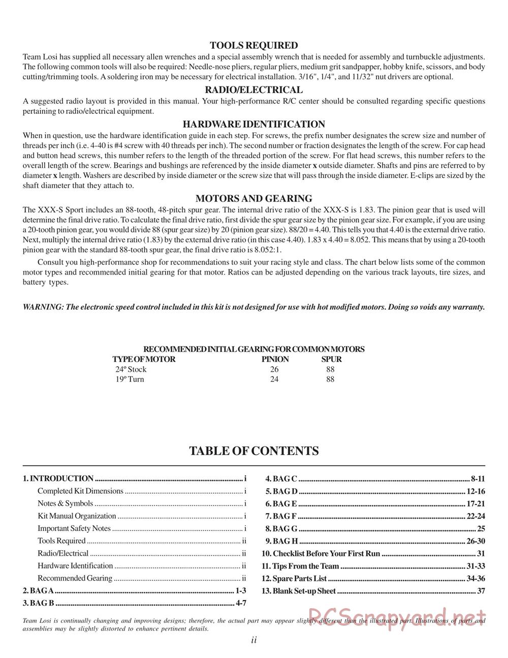 Team Losi - XXX-S Sport - Manual - Page 3