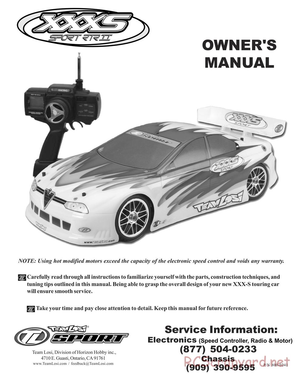 Team Losi - XXX-S Sport RTR II - Manual - Page 1