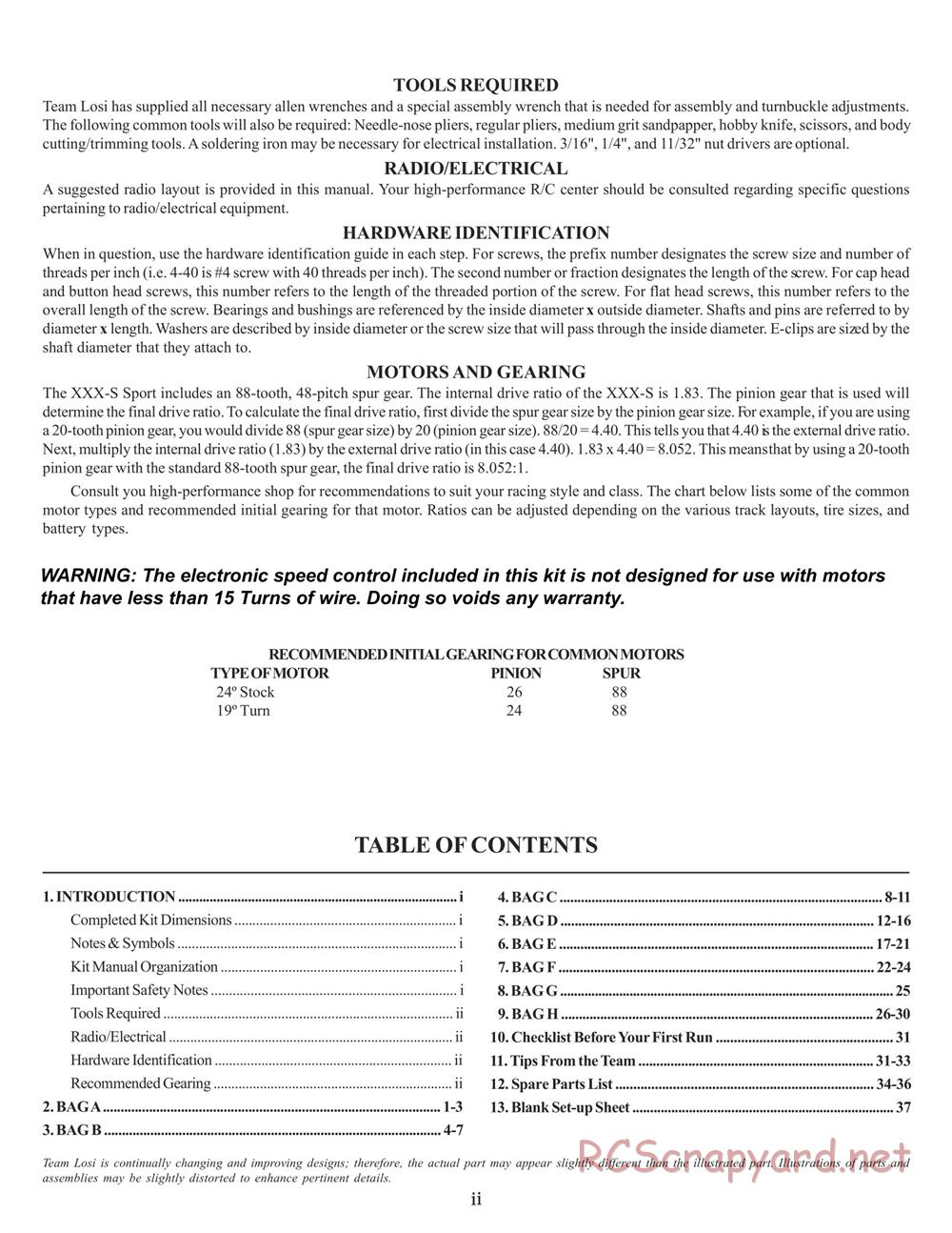 Team Losi - XXX-S Sport RTR II - Manual - Page 3