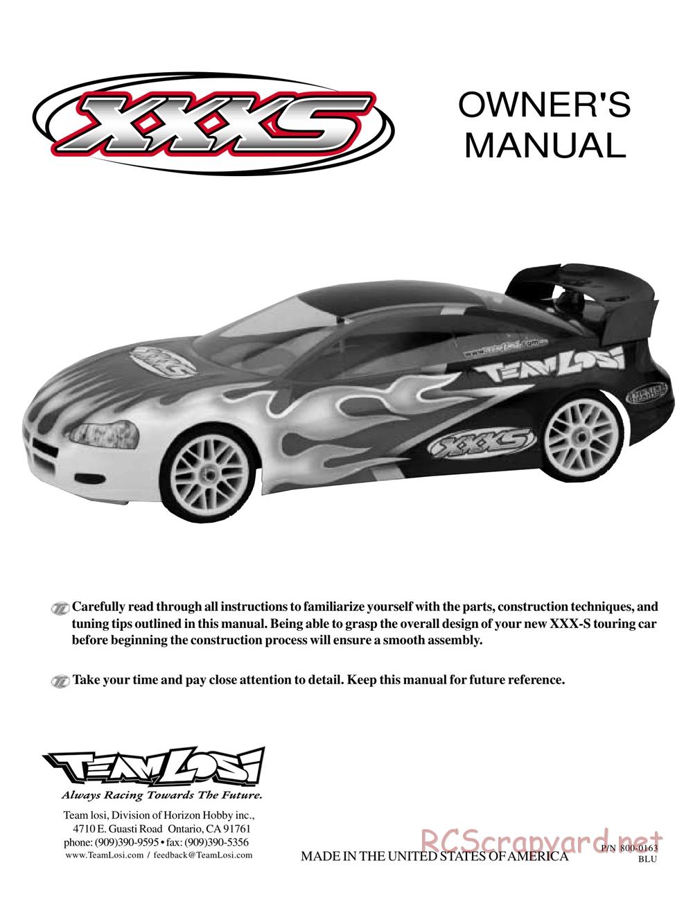 Team Losi - XXX-S - Manual - Page 1