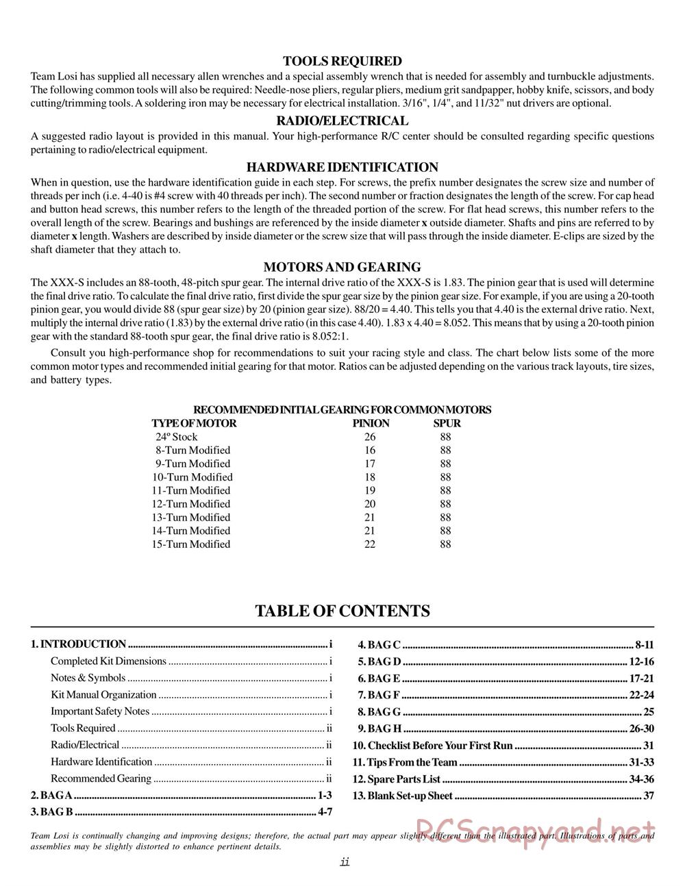 Team Losi - XXX-S - Manual - Page 3