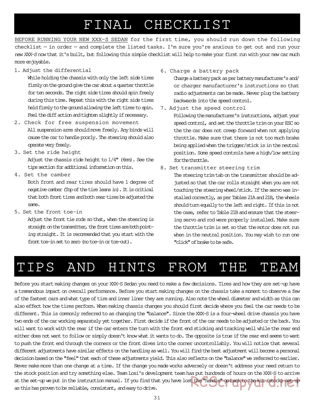 Team Losi - XXX-S - Manual - Page 34