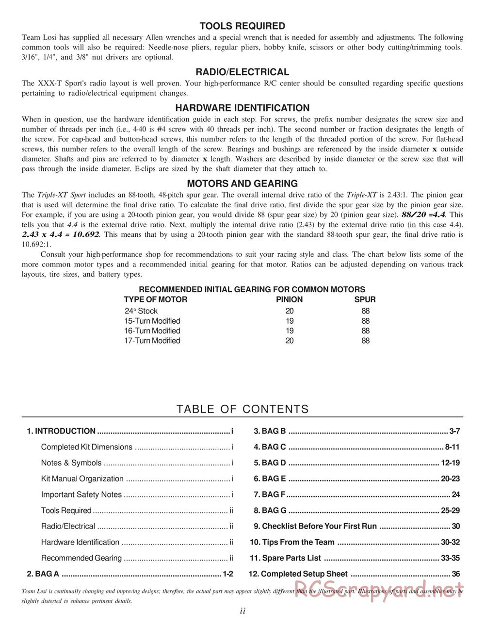 Team Losi - XXXT Sport RTRII - Manual - Page 4