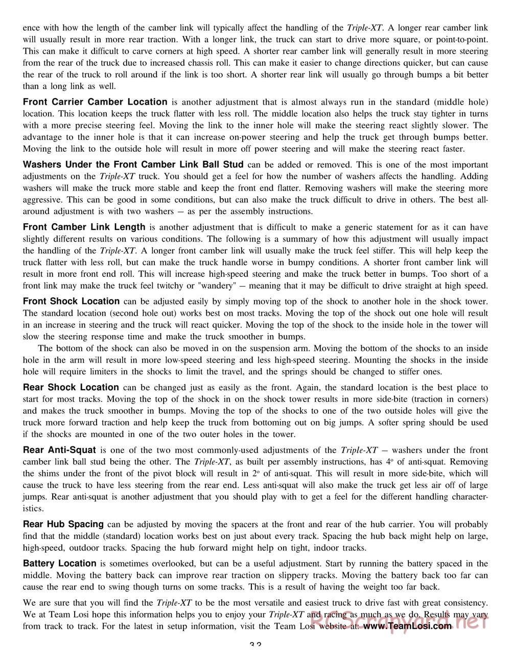 Team Losi - XXXT Sport RTRII - Manual - Page 36