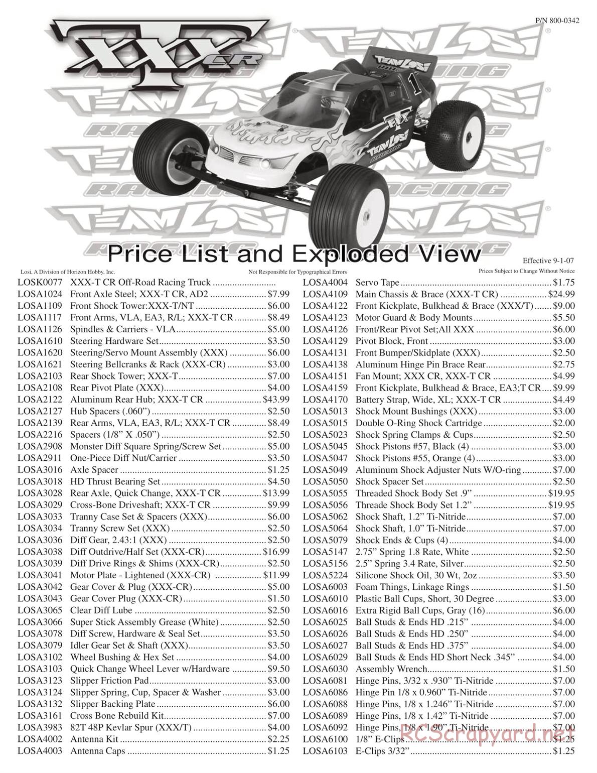 Team Losi - XXXT CR - Manual - Page 1