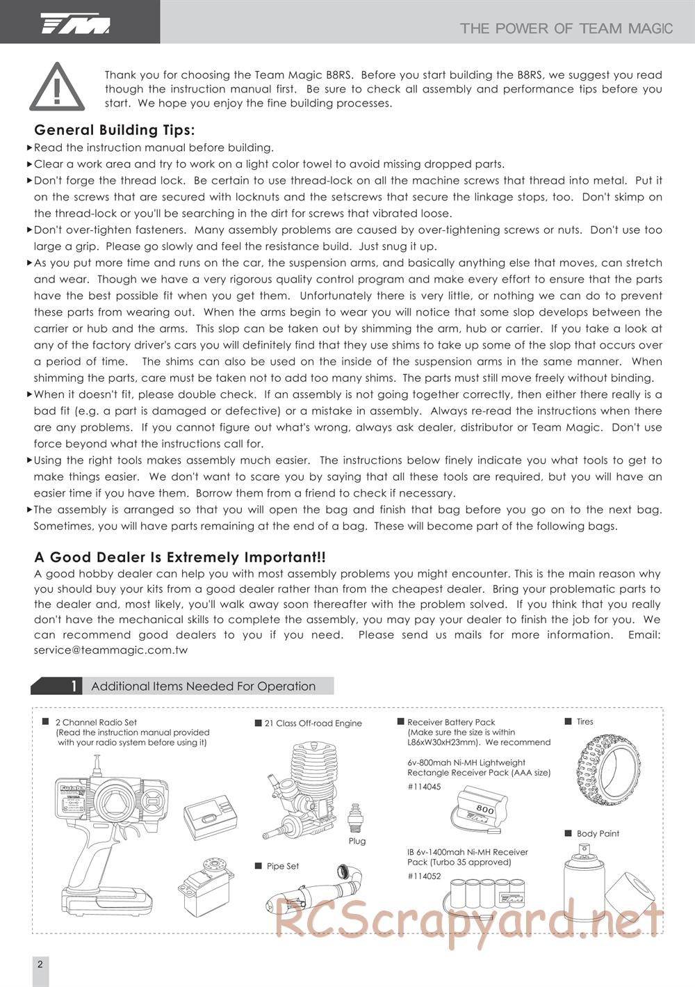 Team Magic - B8RS - Manual - Page 2