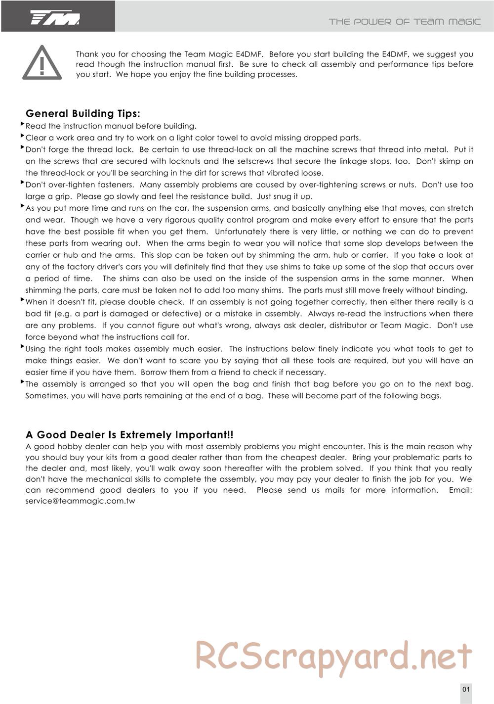 Team Magic - E4D-MF Pro - Manual - Page 2
