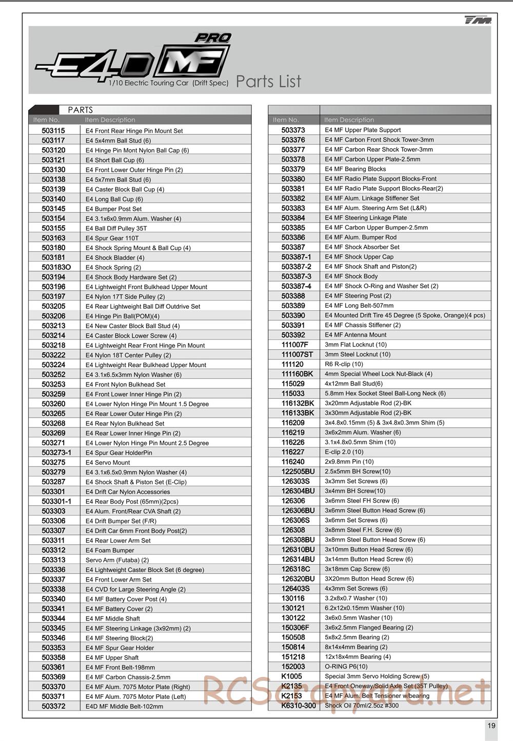 Team Magic - E4D-MF Pro - Manual - Page 20