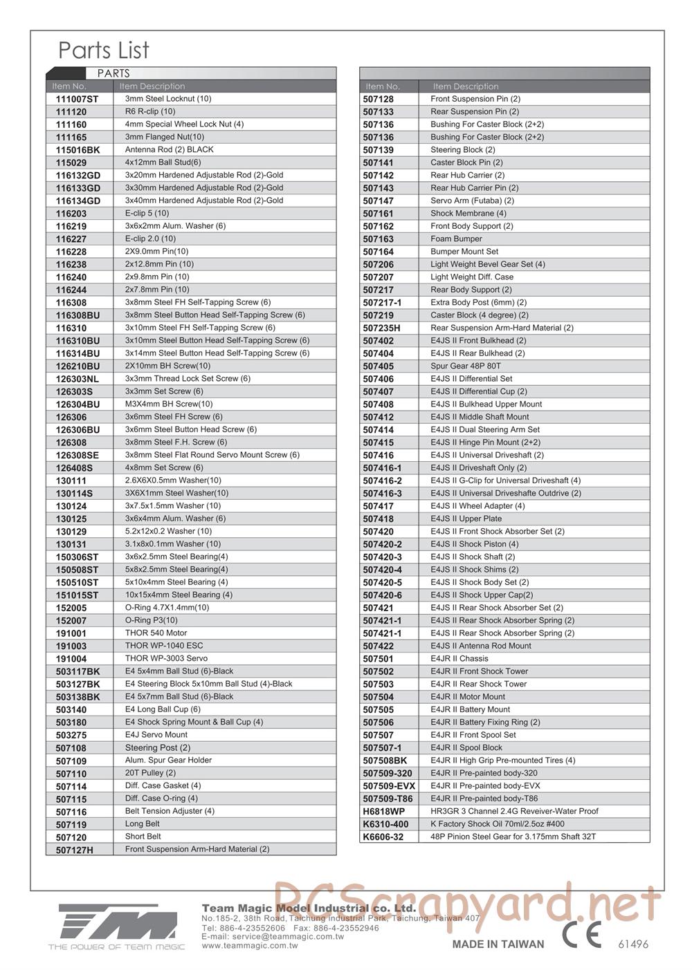 Team Magic - E4JR II - Manual - Page 3