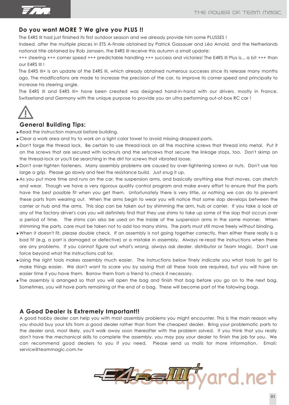 Team Magic - E4-RS III+ - Manual - Page 1