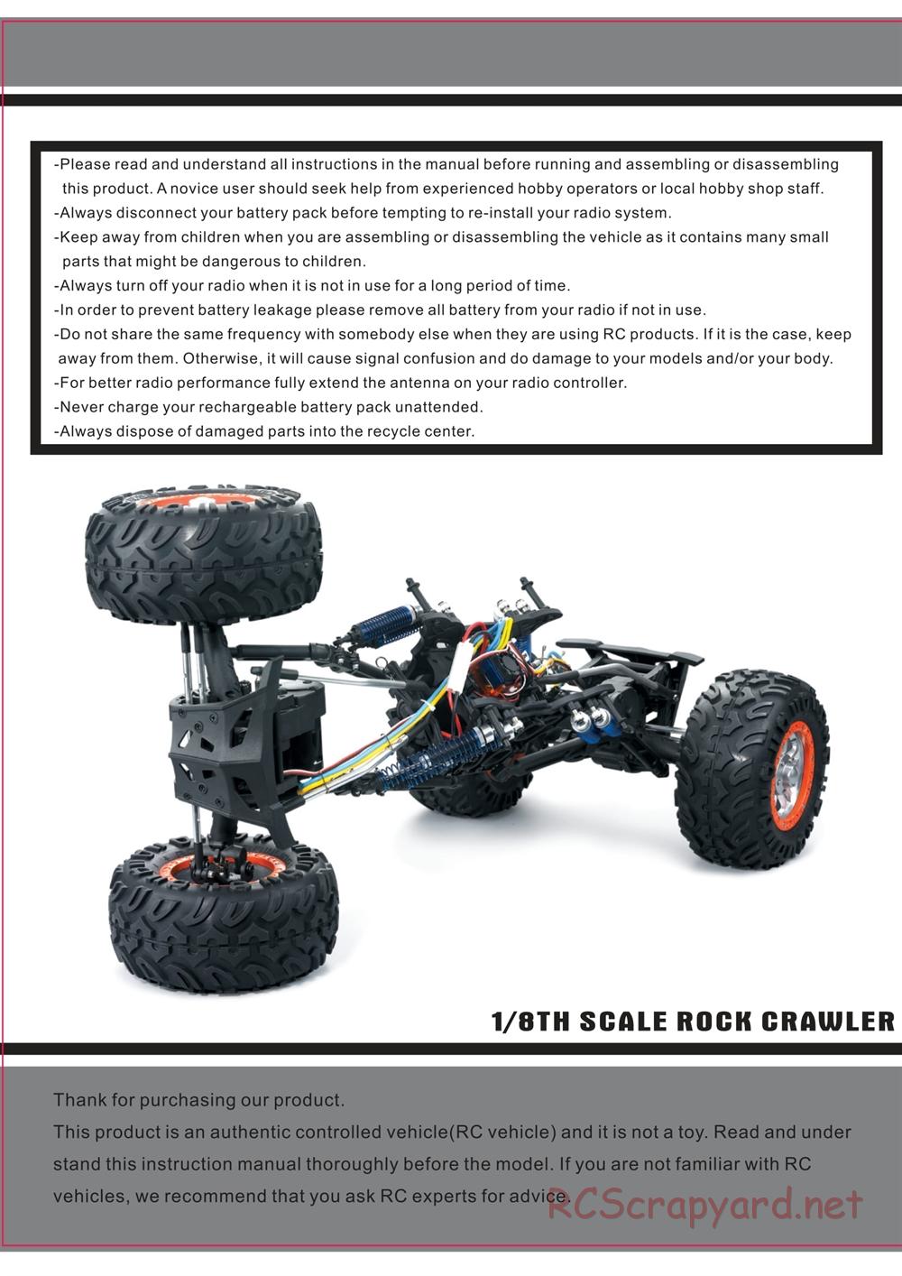 Redcat Racing - Rockslide Super Crawler - Manual - Page 22