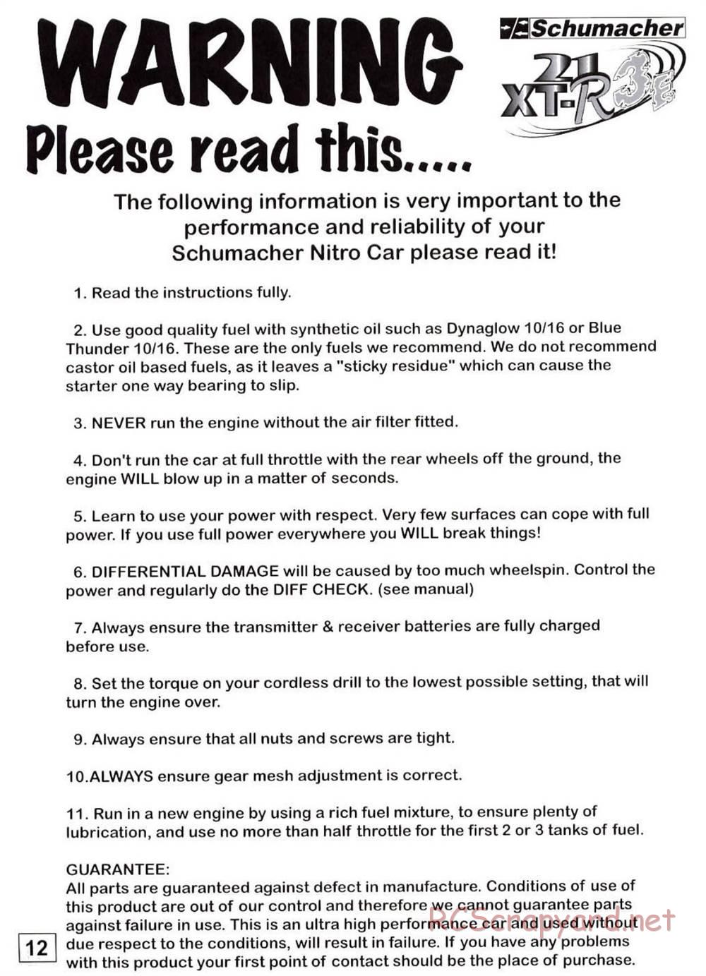 Schumacher - Nitro 21 XT-R3E - Manual - Page 6