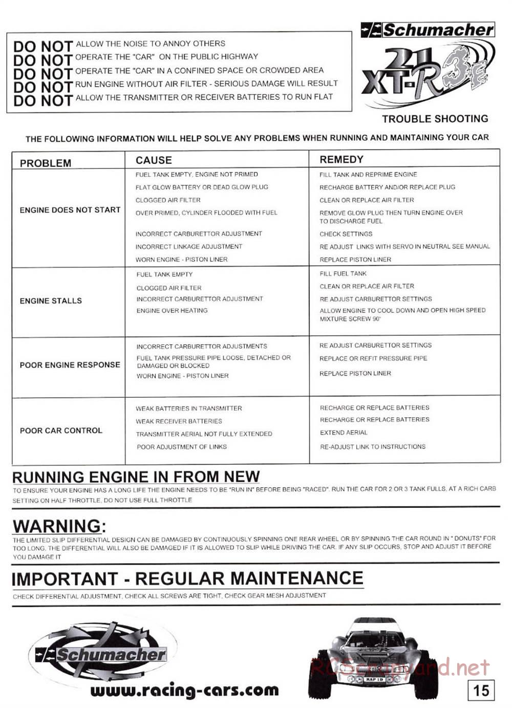 Schumacher - Nitro 21 XT-R3E - Manual - Page 9