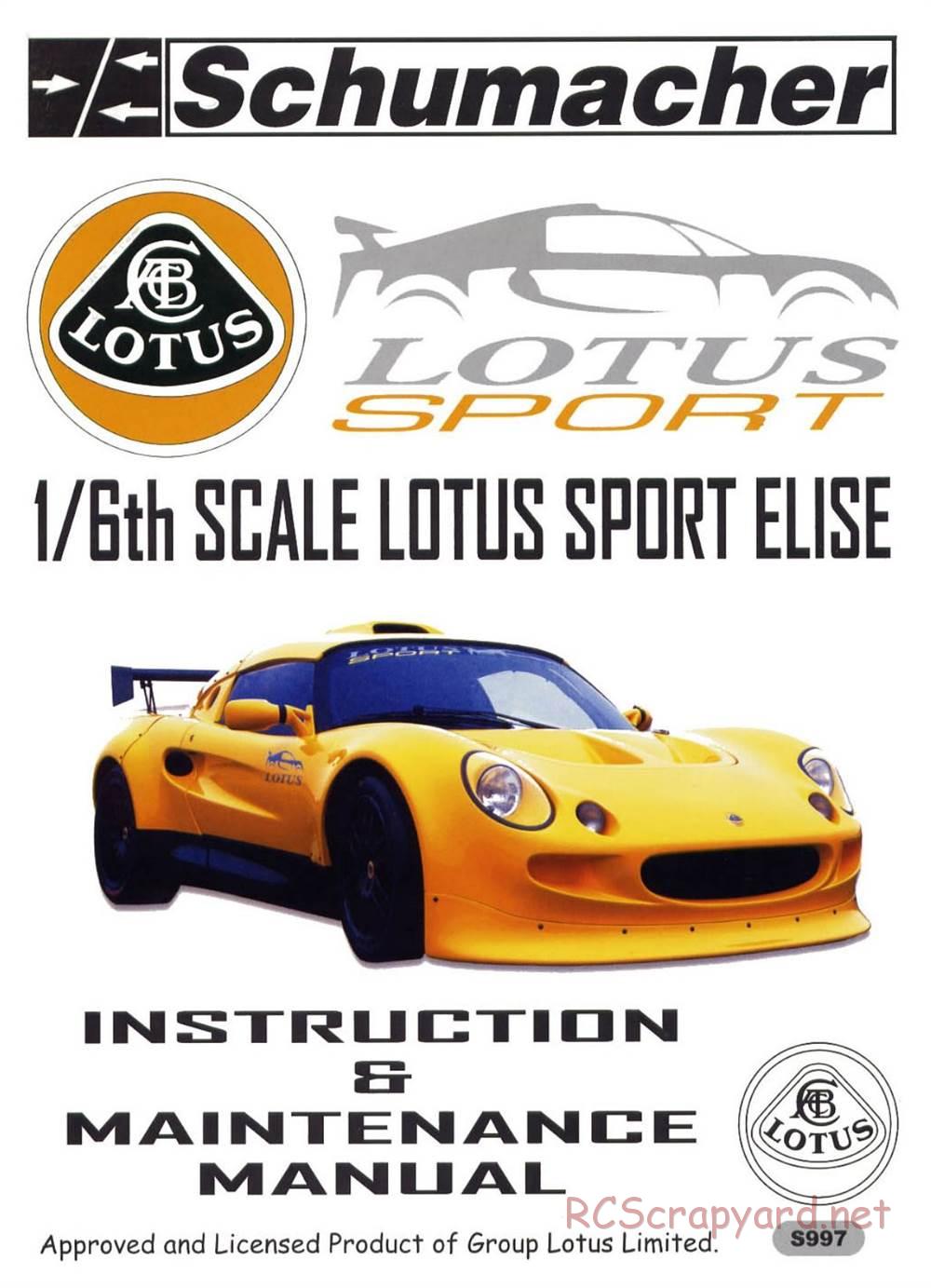 Schumacher - Big 6 Lotus EP - Manual - Page 1