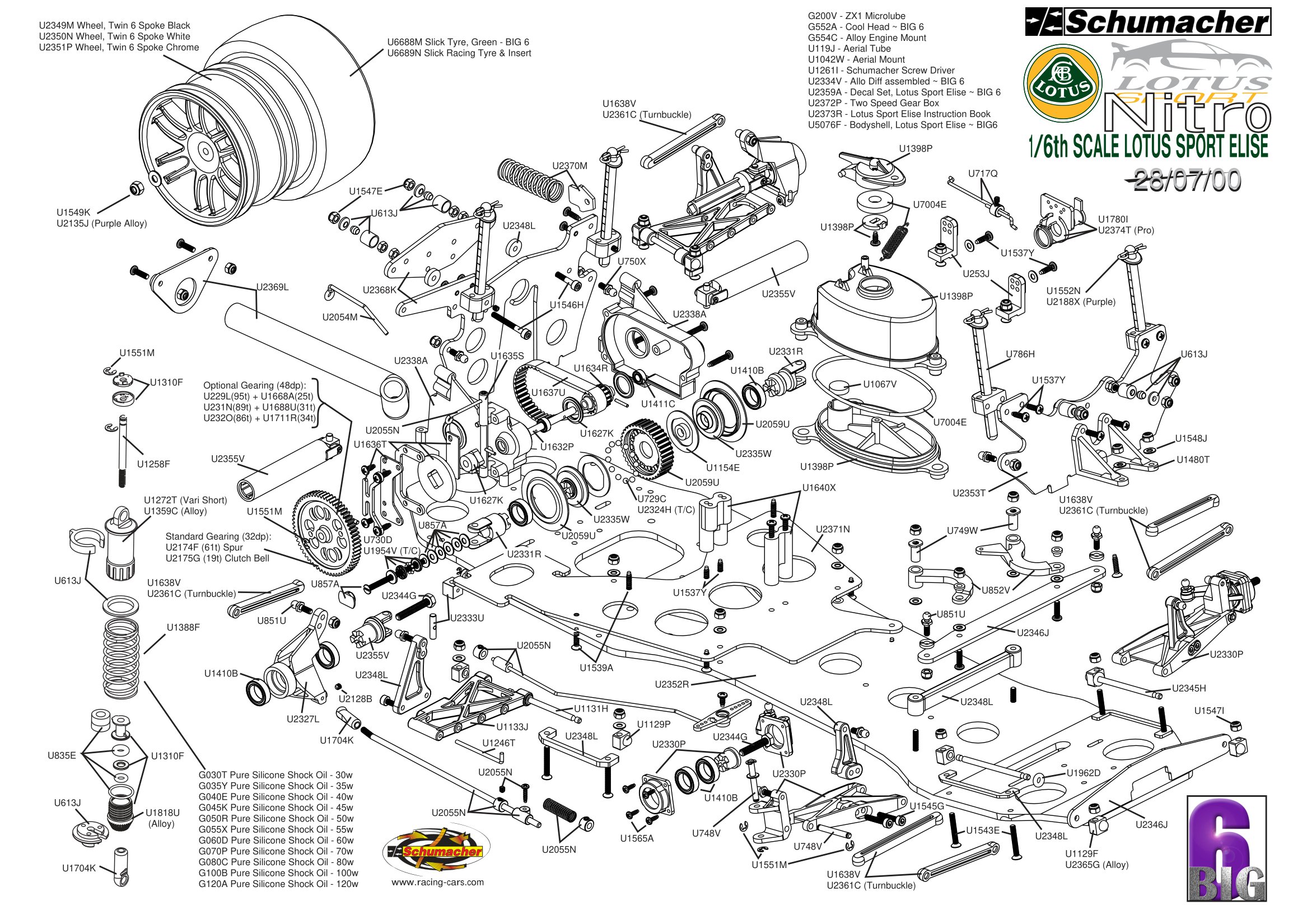 Schumacher - Big 6 Lotus Nitro - Exploded View