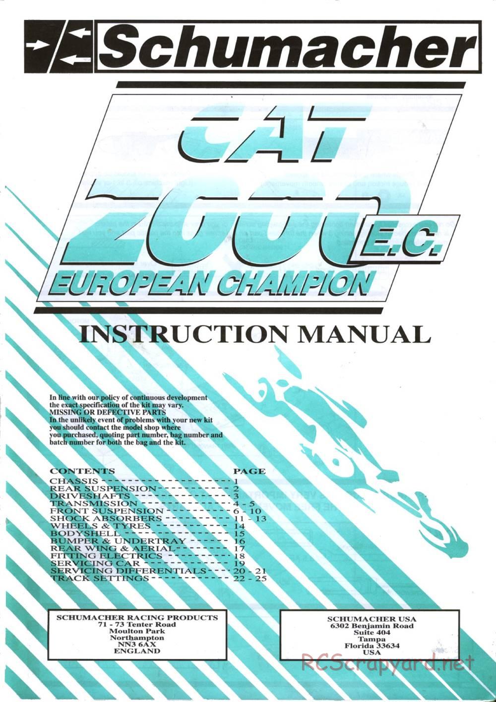 Schumacher - Cat 2000 EC - Manual - Page 1