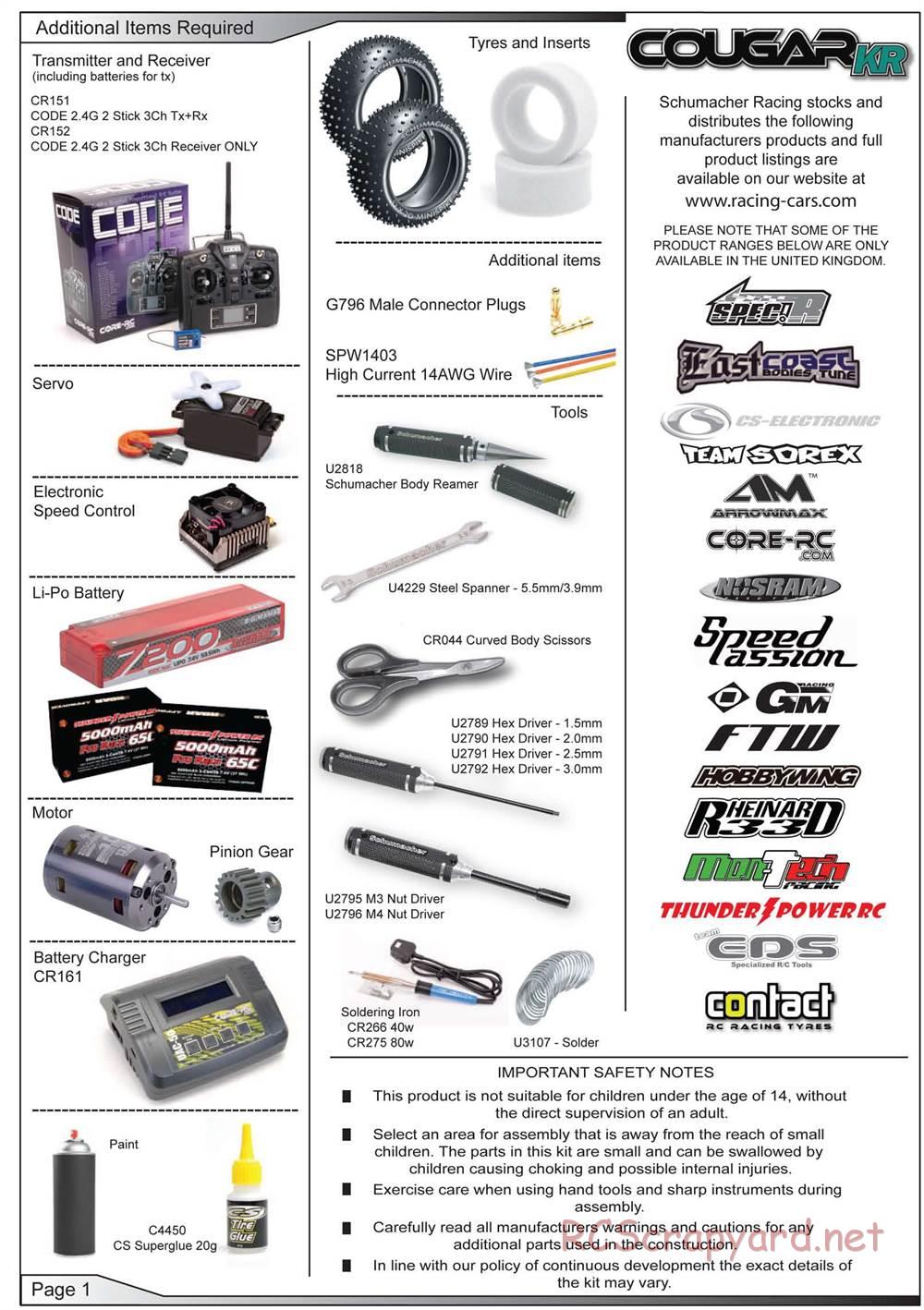 Schumacher - Cougar KR - Manual - Page 2