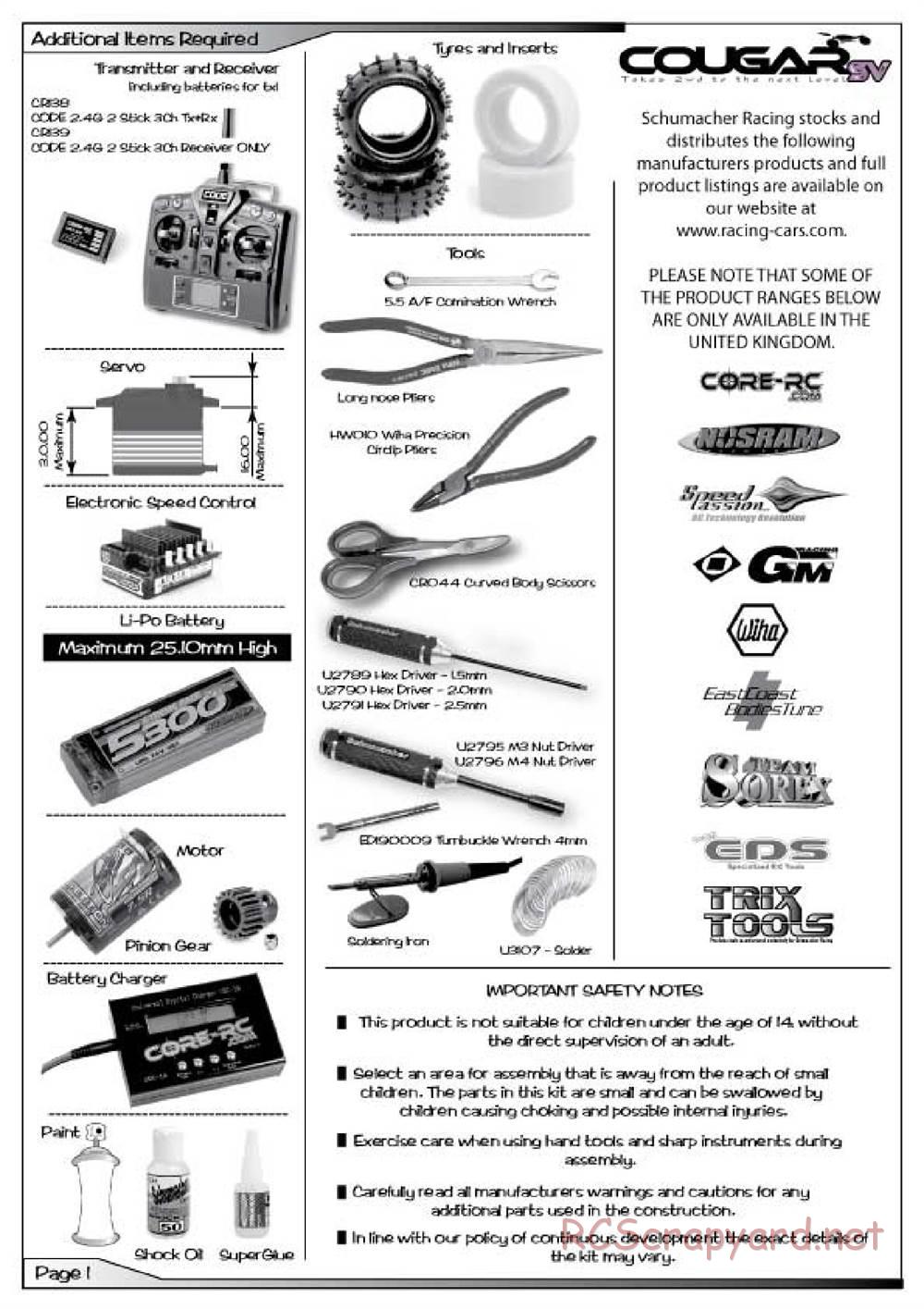 Schumacher - Cougar SV - Manual - Page 2