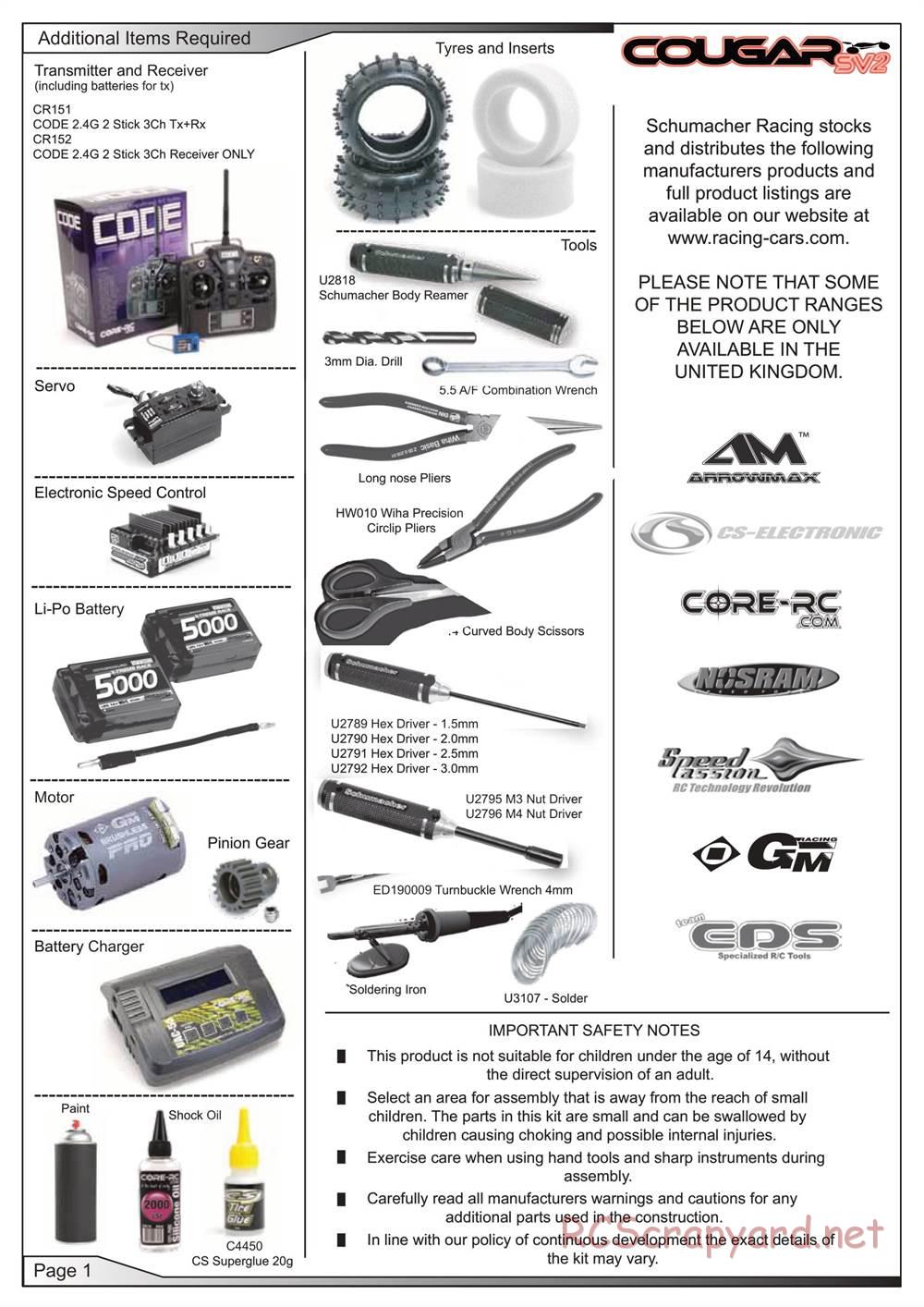 Schumacher - Cougar SV2 - Manual - Page 2