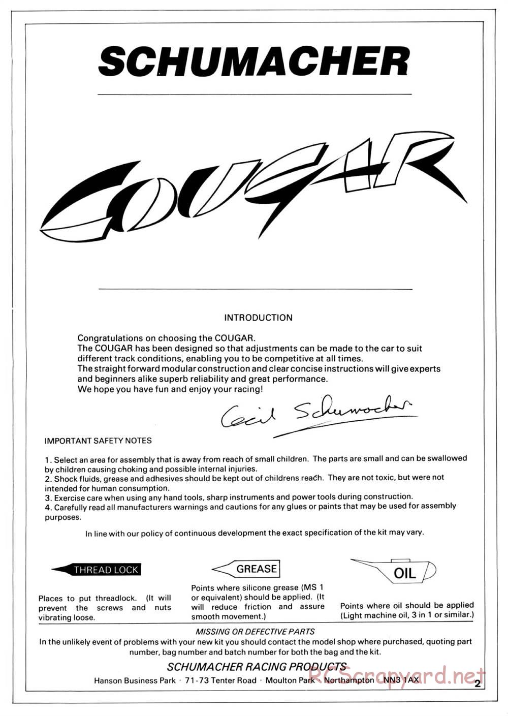 Schumacher - Cougar - Manual - Page 3