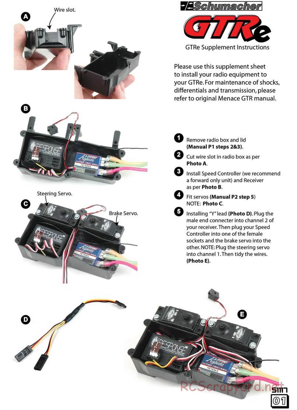 Schumacher - Menace GTRe - Supplement Instructions - Page 1