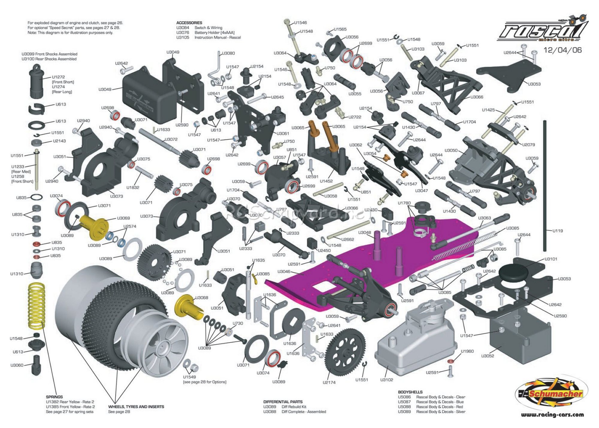 Schumacher - Rascal Micro Nitro - Exploded View