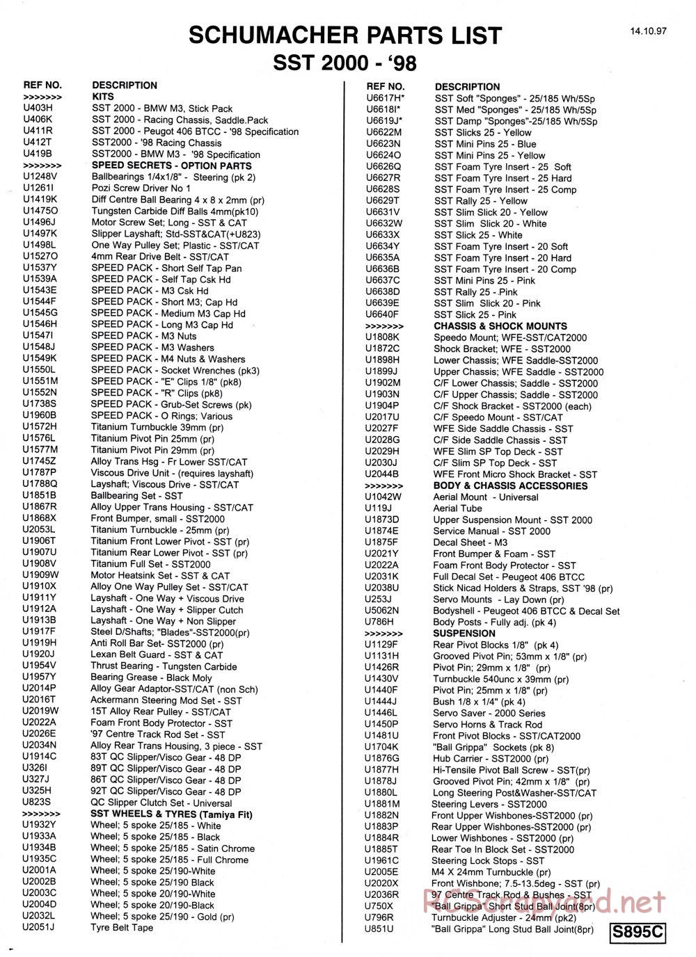 Schumacher - SST-2000 - Parts-List - 3