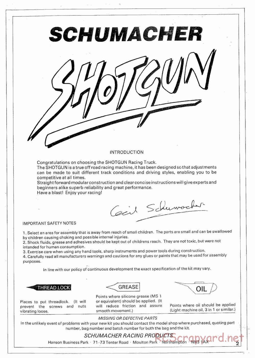 Schumacher - Shotgun - Manual - Page 3