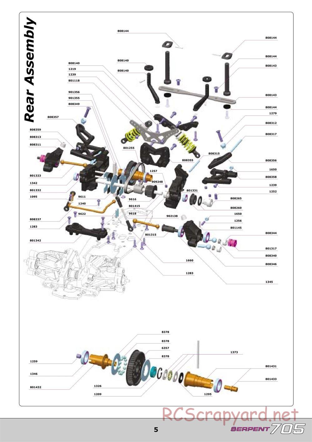 Serpent - 705 - Exploded View and Parts List - Page 5