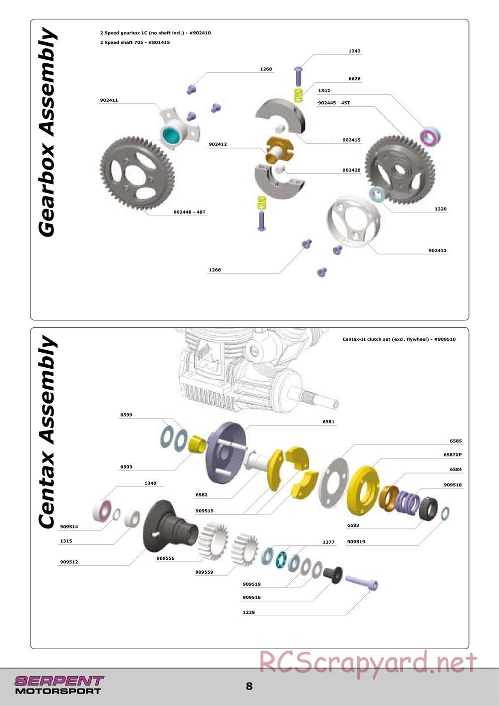 Serpent - 705 - Exploded View and Parts List - Page 8