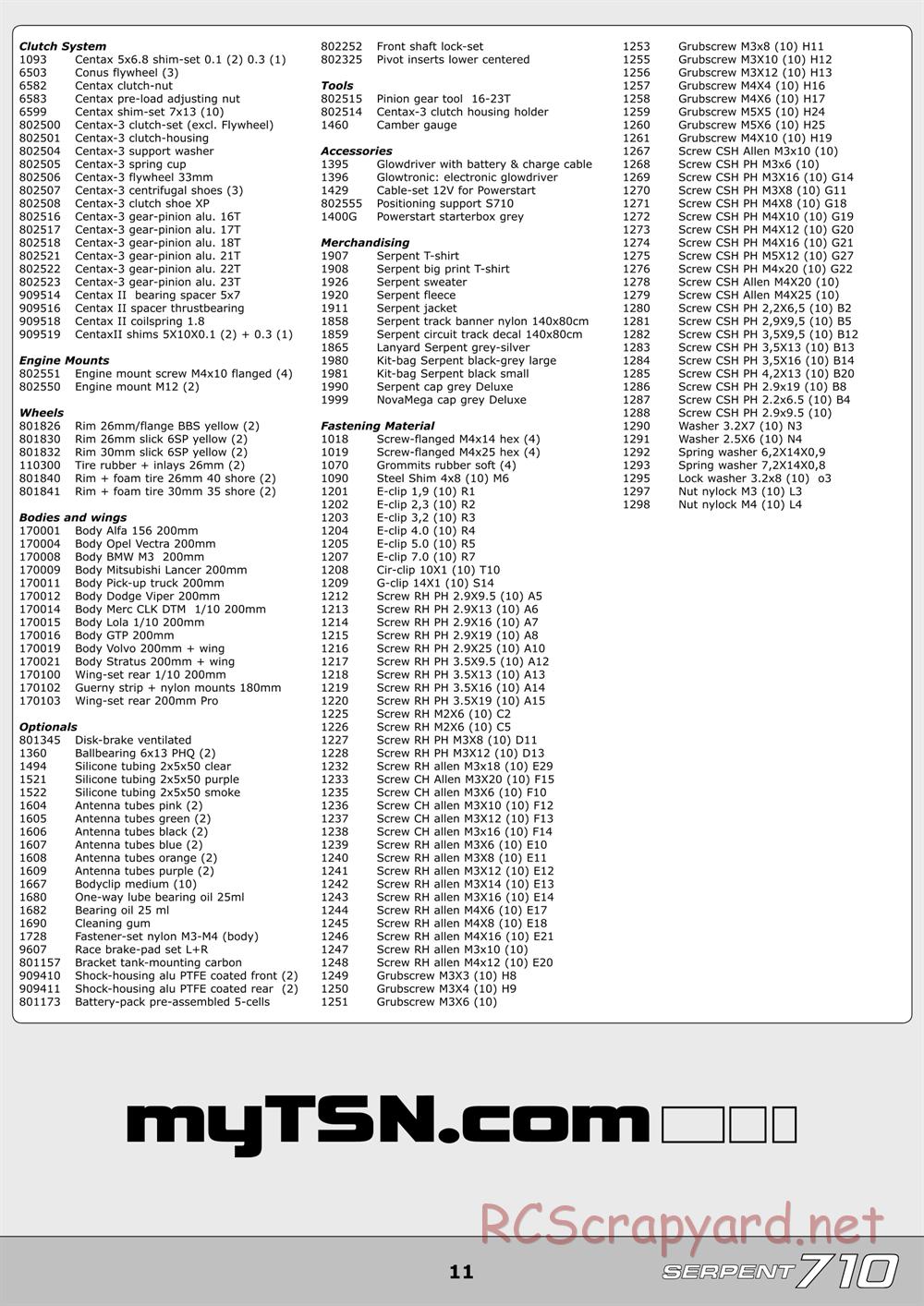 Serpent - 710 - Exploded View and Parts List - Page 11