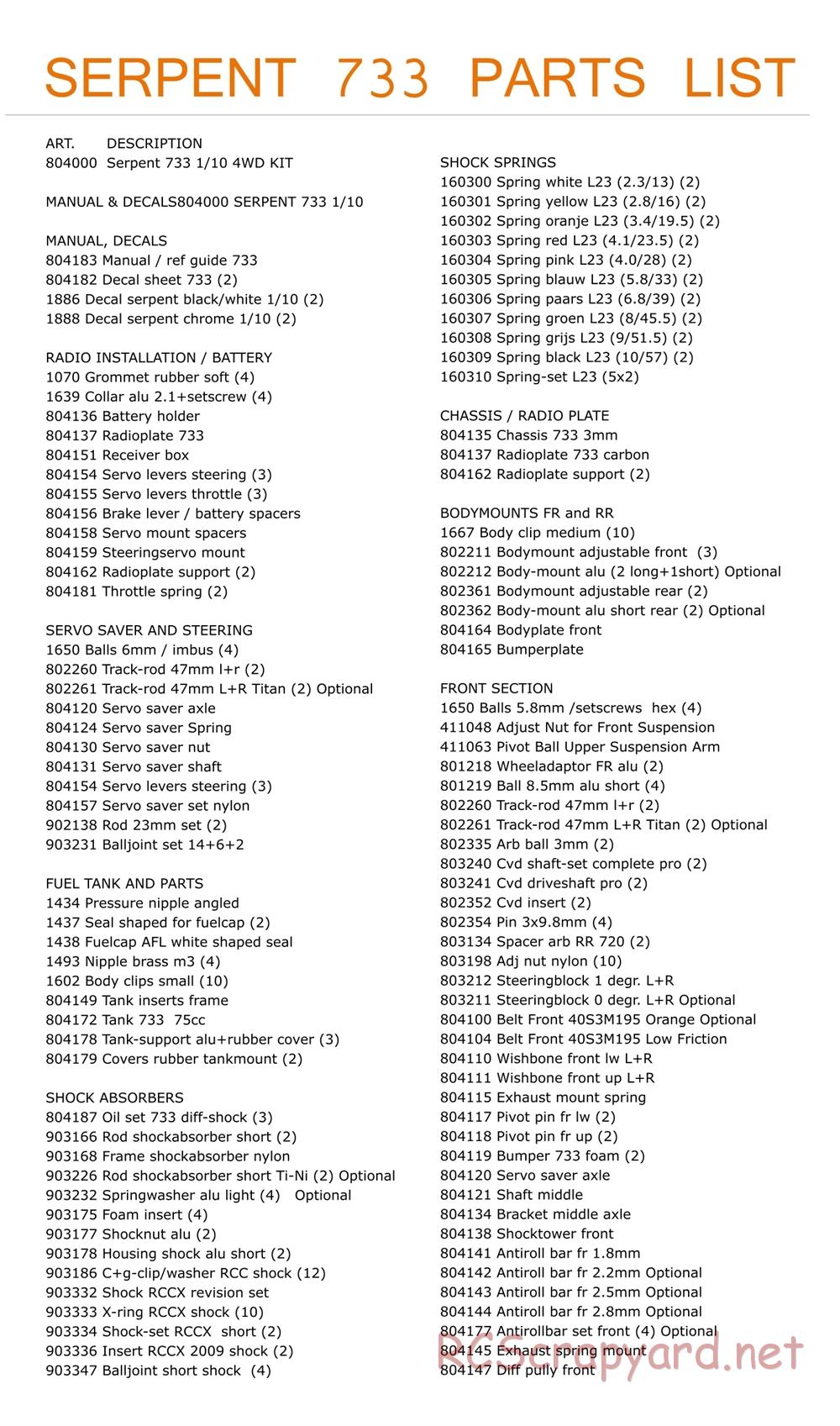 Serpent - 733 Evo - Manual - Page 45