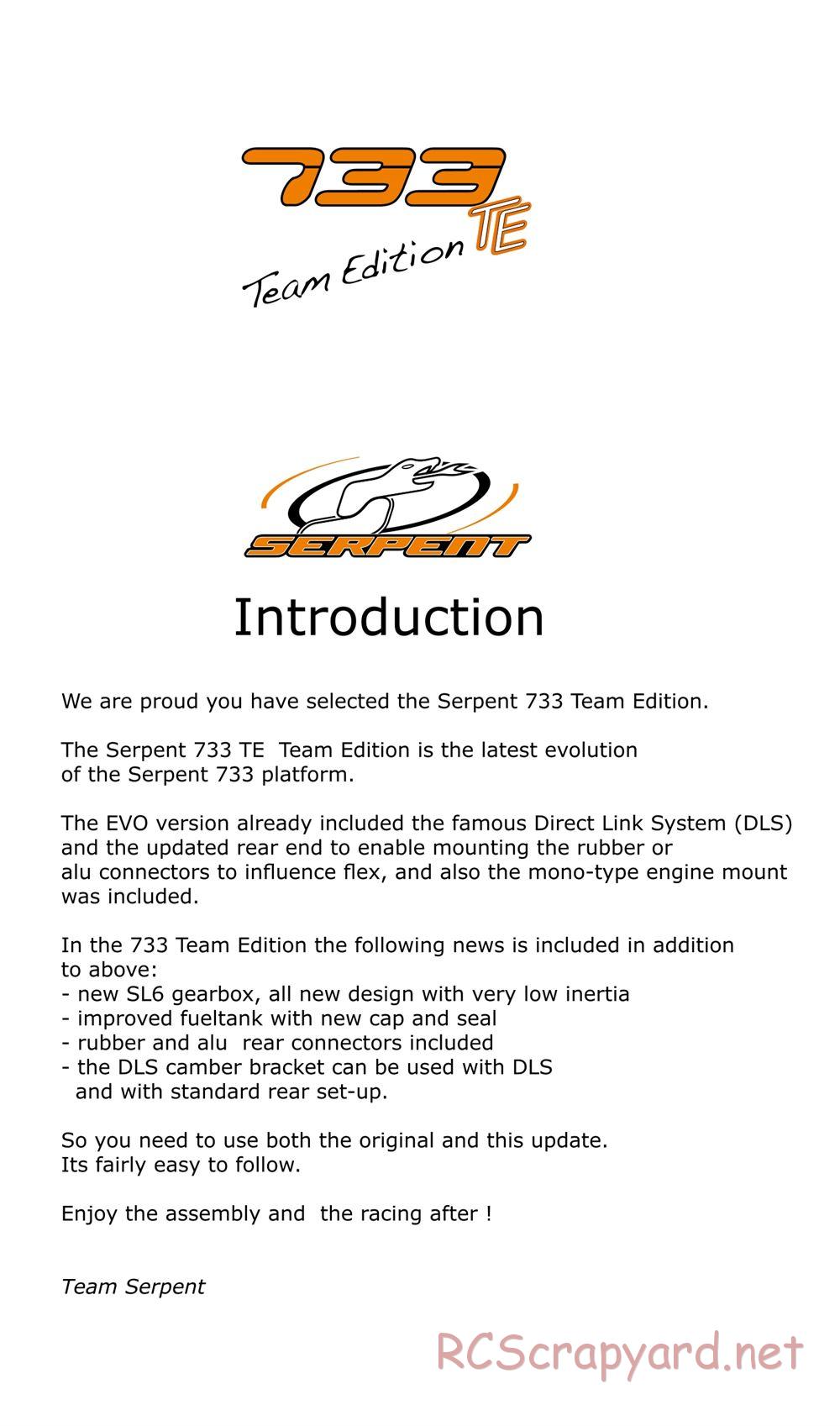 Serpent - 733 TE - Manual - Page 2