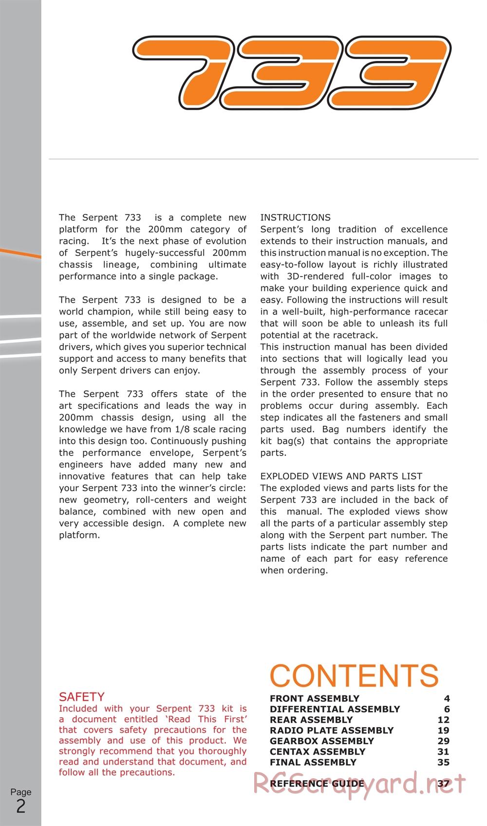 Serpent - 733 - Manual - Page 2