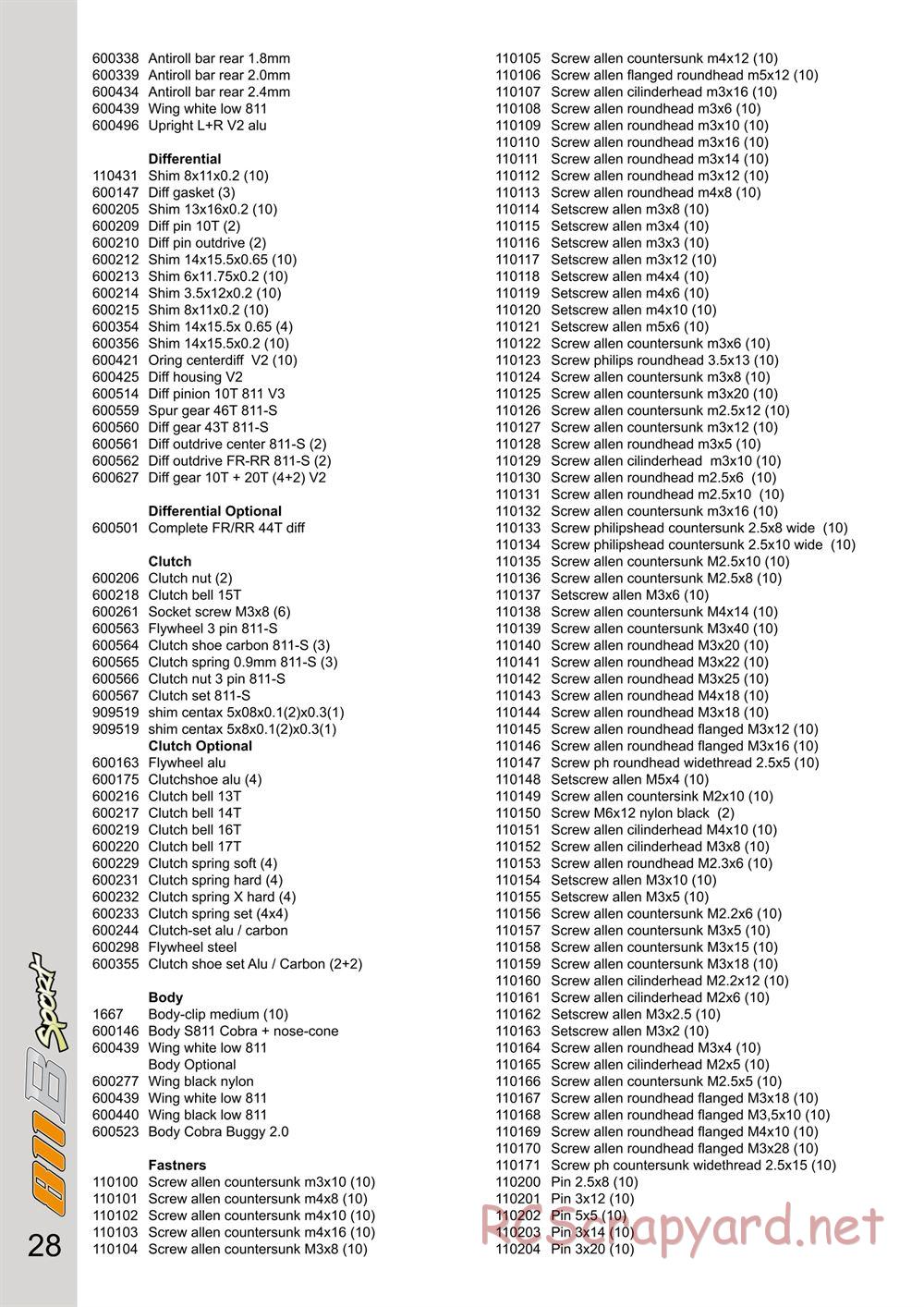 Serpent - Cobra 811 Buggy Sport - Manual - Page 28